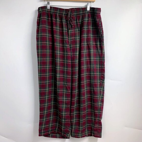 Lands‎ End Men's Cotton Plaid Elastic Waist Cropped Pajama Pants SIze L - Picture 1 of 12